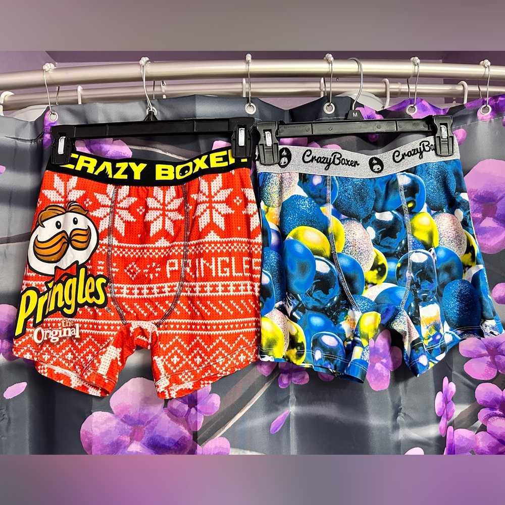 2 pairs of Crazy Boxer briefs - Pringles and Christmas ornaments designs (small)